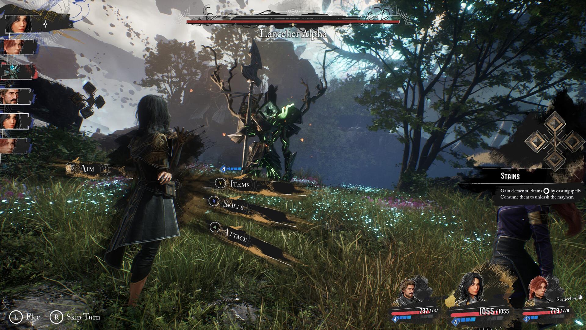 Clair Obscur turn-based combat screen