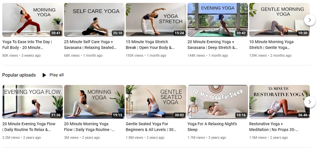 Collection of Yoga videos served as a course lesson. 