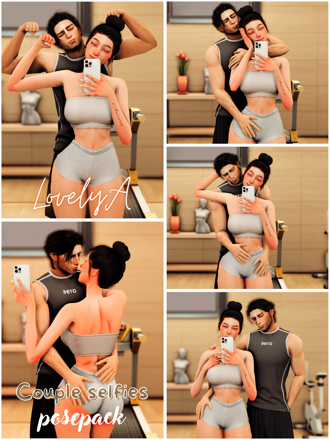 Sims 4 Couple Mirror Selfies Pose Pack