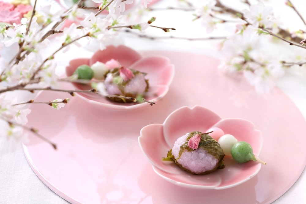 Japanese sakura mochi