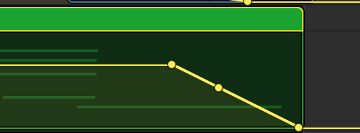 Automation on a MIDI track, the yellow line reducing the volume to zero.