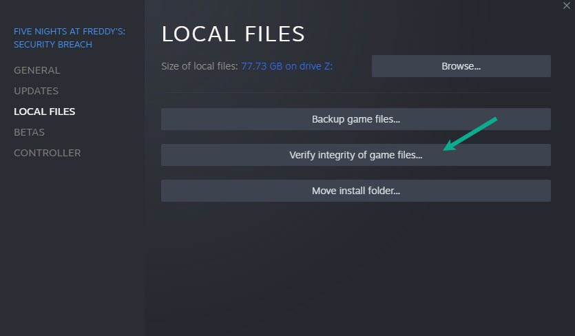 Select Verify integrity of game files