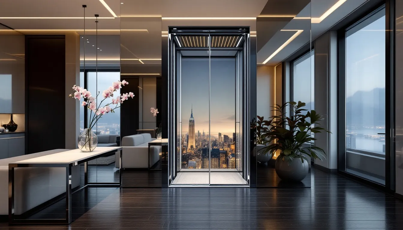 Stylish home lift enhancing the interior decor.