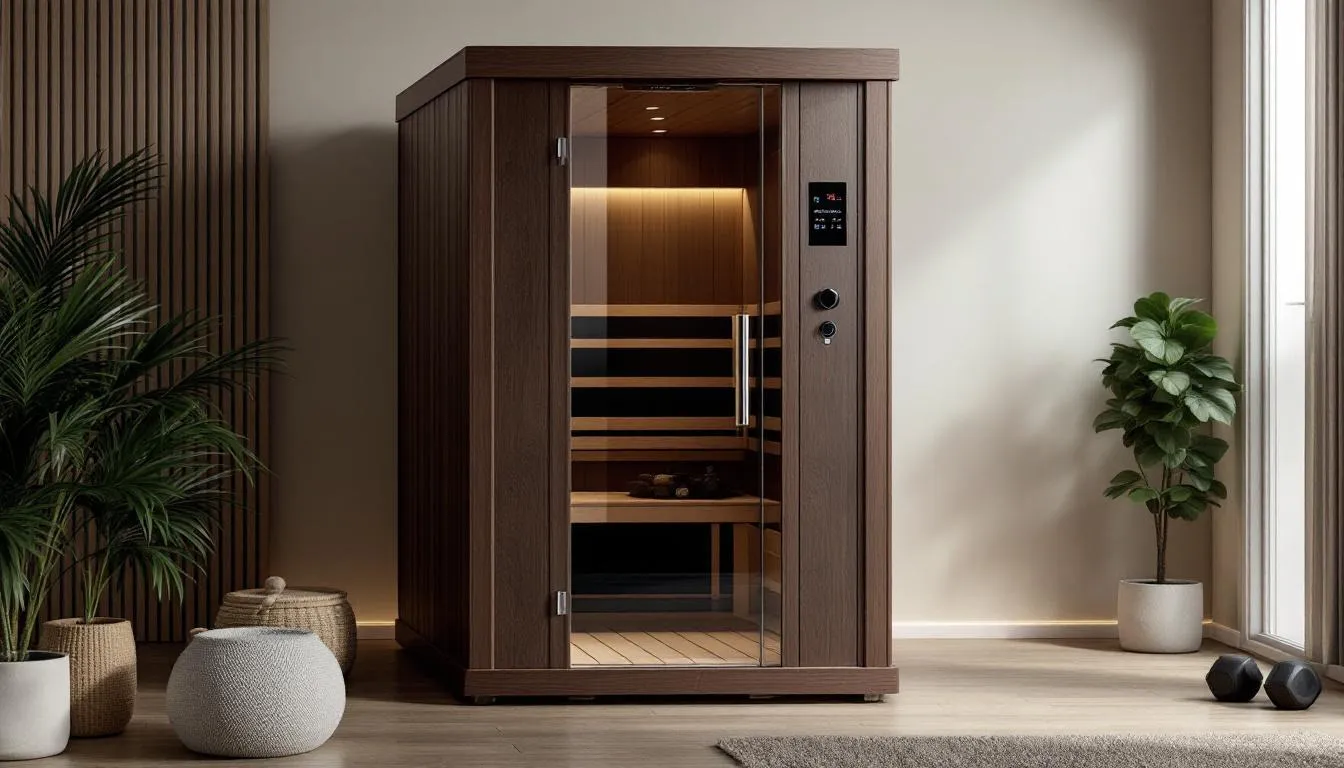 The image depicts an infrared sauna, showcasing a warm, inviting space designed for relaxation and wellness. This environment promotes blood circulation and can complement practices like cold plunging and traditional Chinese medicine, enhancing overall vitality and well-being.