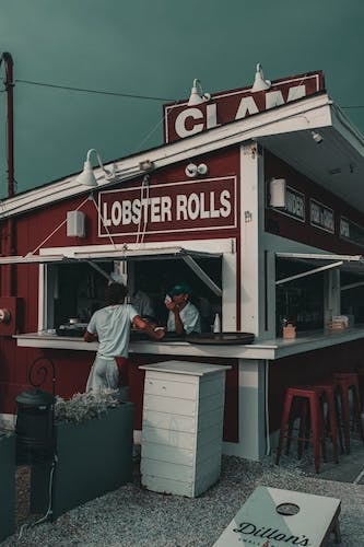 Storm clouds brewing over a local clam shack