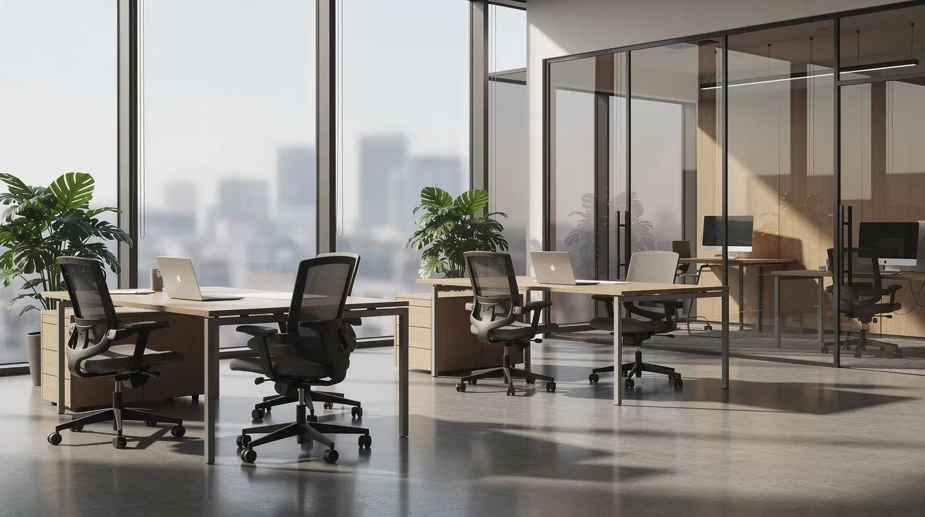 A modern interior office space with commercial window tinting