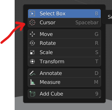 Change current tool Blender Shift+Space