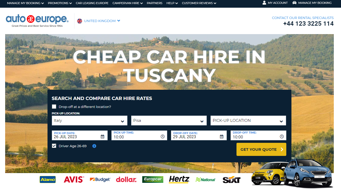 Auto Europe website