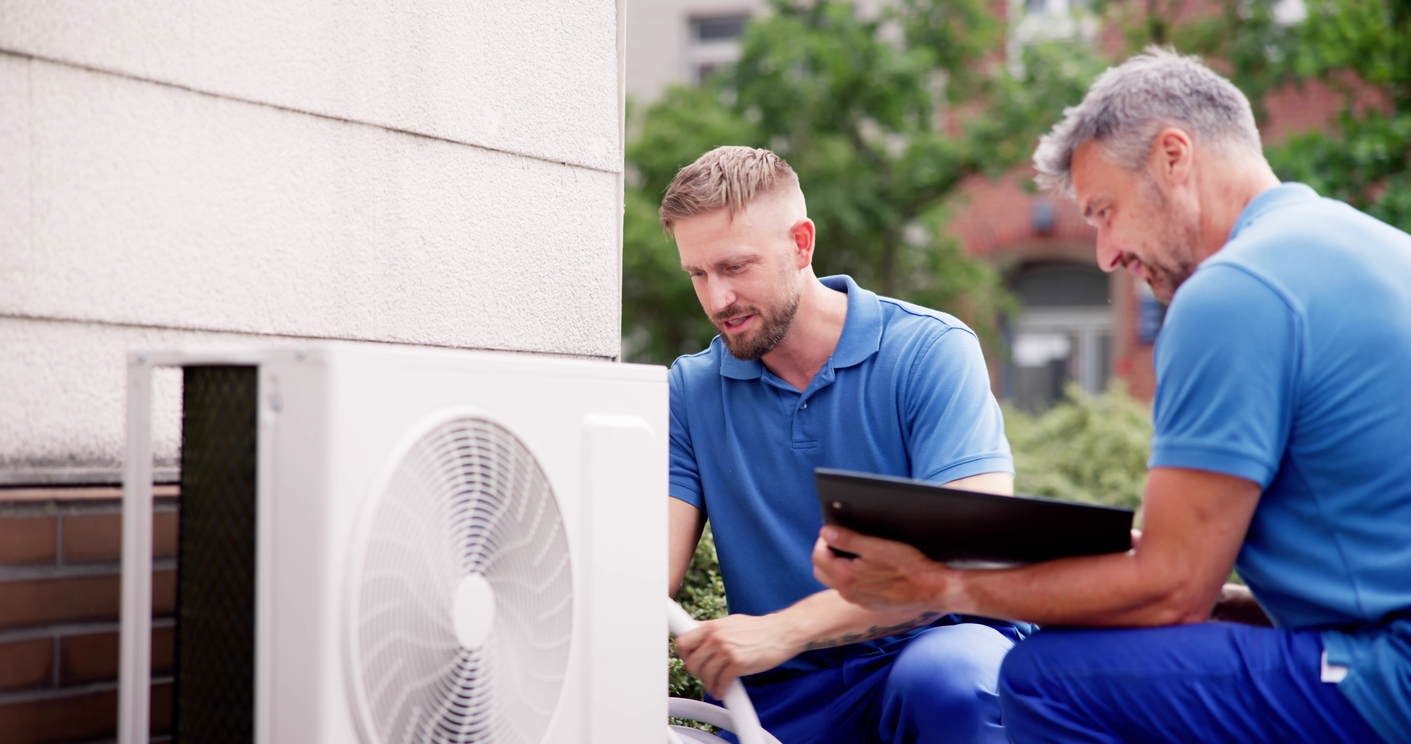 Air Conditioner being installed by licensed technicians