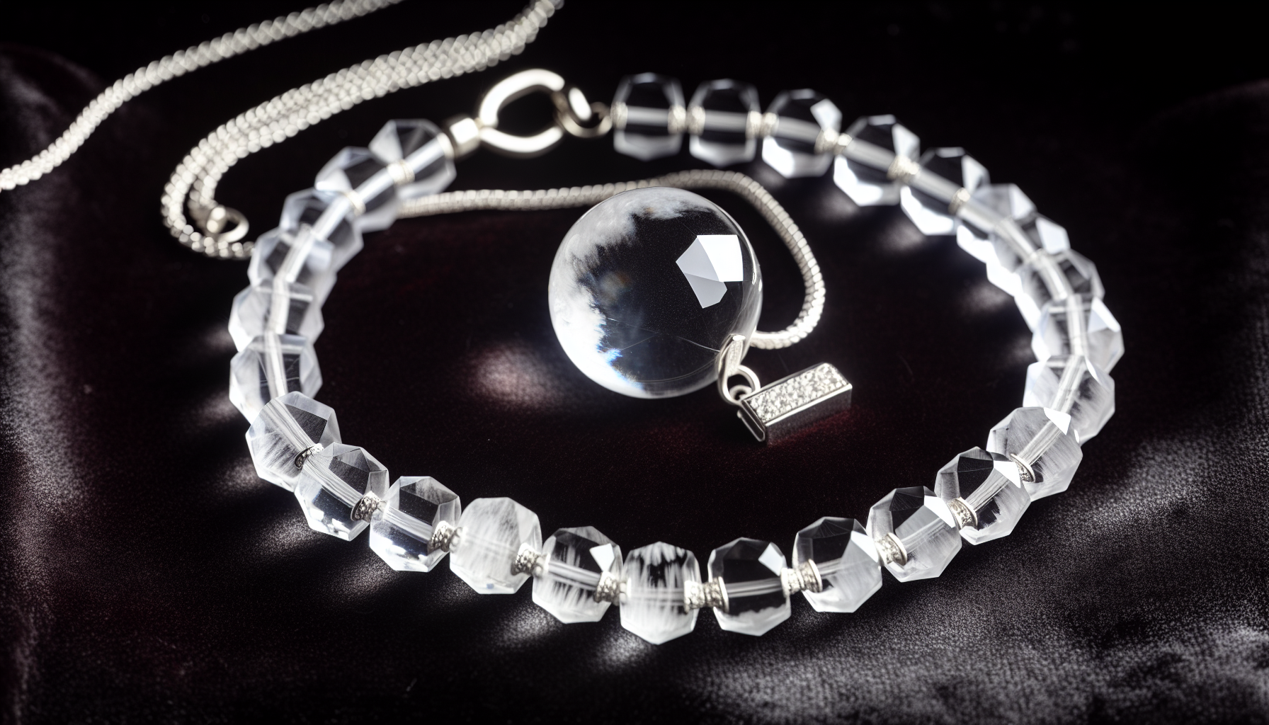 A clear quartz pendant and bracelet