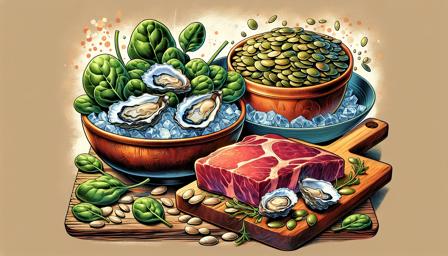 Illustration of zinc-rich foods