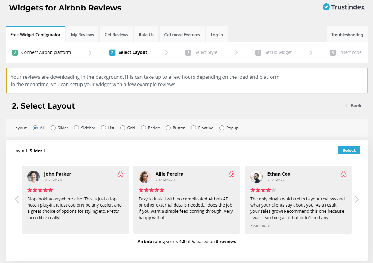 airbnb review widget customization