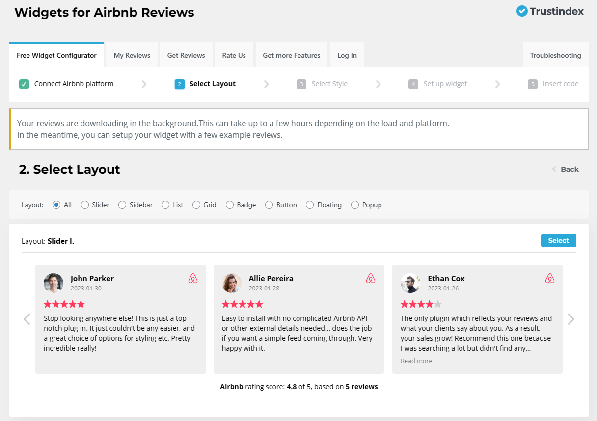 Widgets for Airbnb Reviews – WordPress plugin