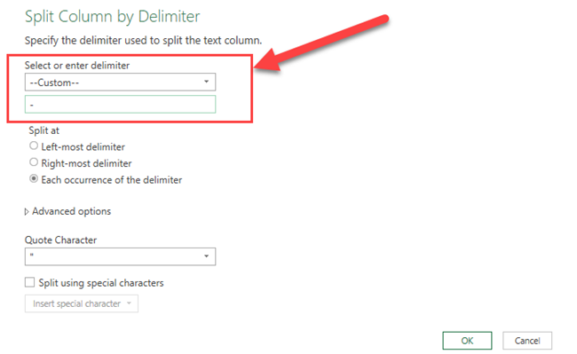 Select the appropriate delimiter