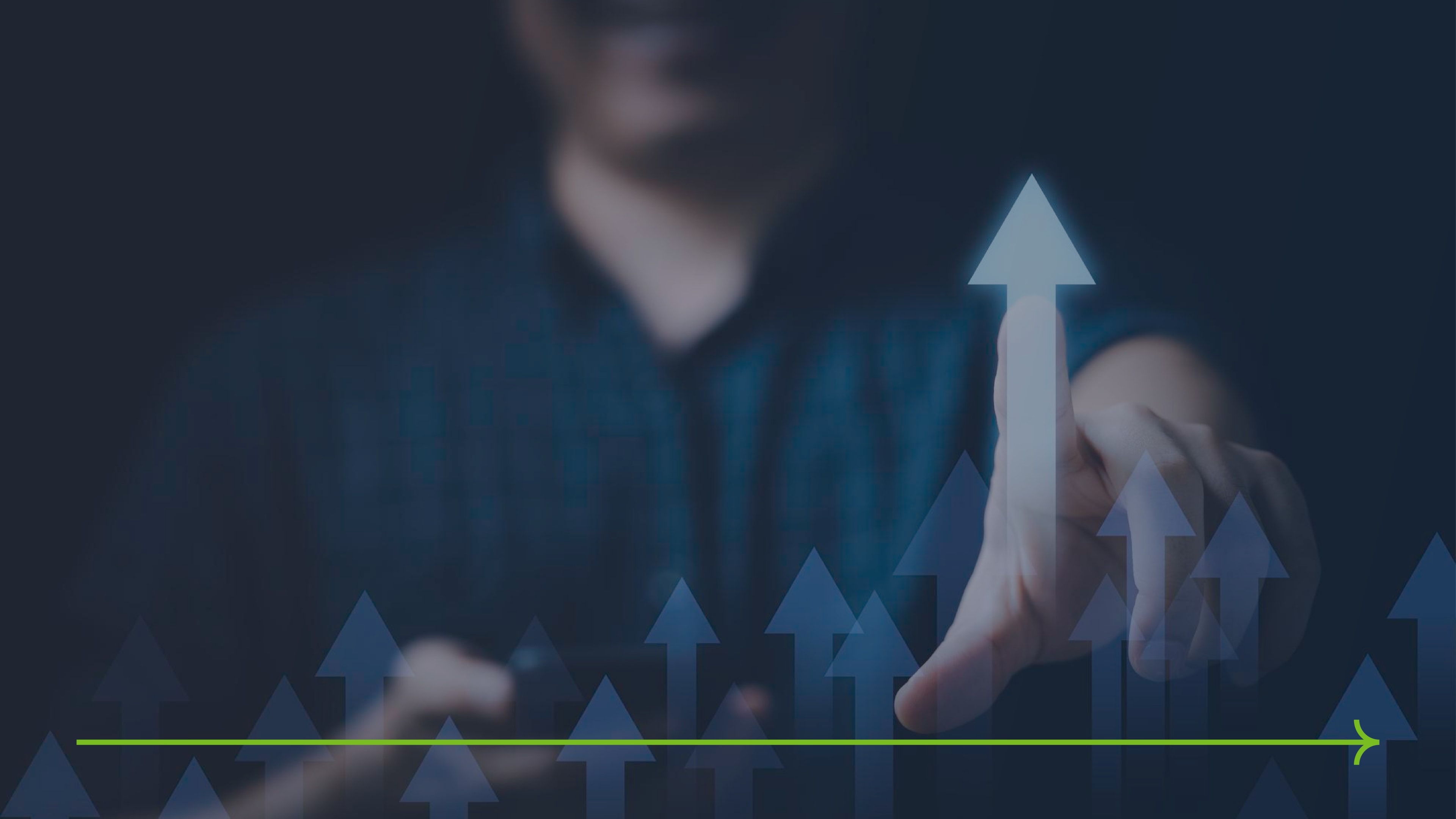 Finger pointing at rising arrows, symbolizing improved call center operations and customer experience growth.
