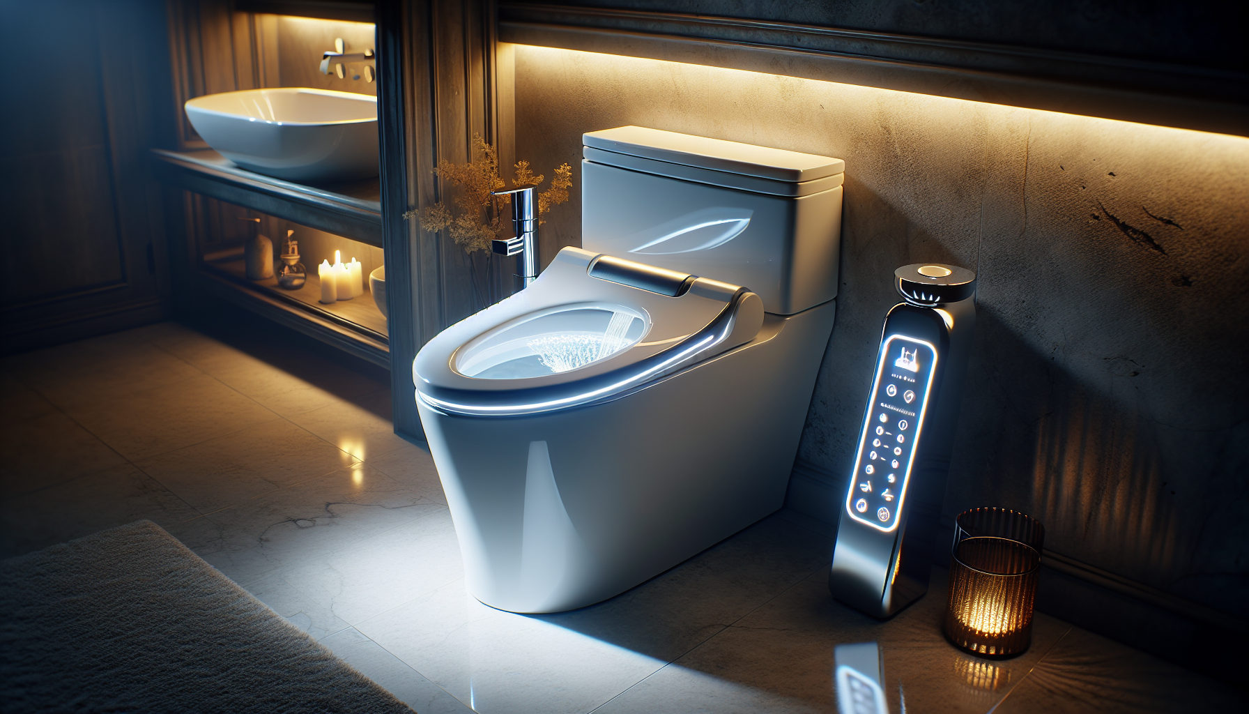 Illustration of an innovative smart toilet with built-in bidet