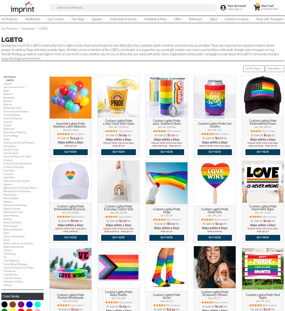 imprint lgbtq products section