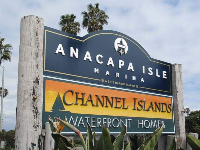 Crafted with natural textures and coastal colors, this monument sign creates a welcoming first impression at the entrance to Anacapa Isle Marina and Channel Islands Waterfront Homes.