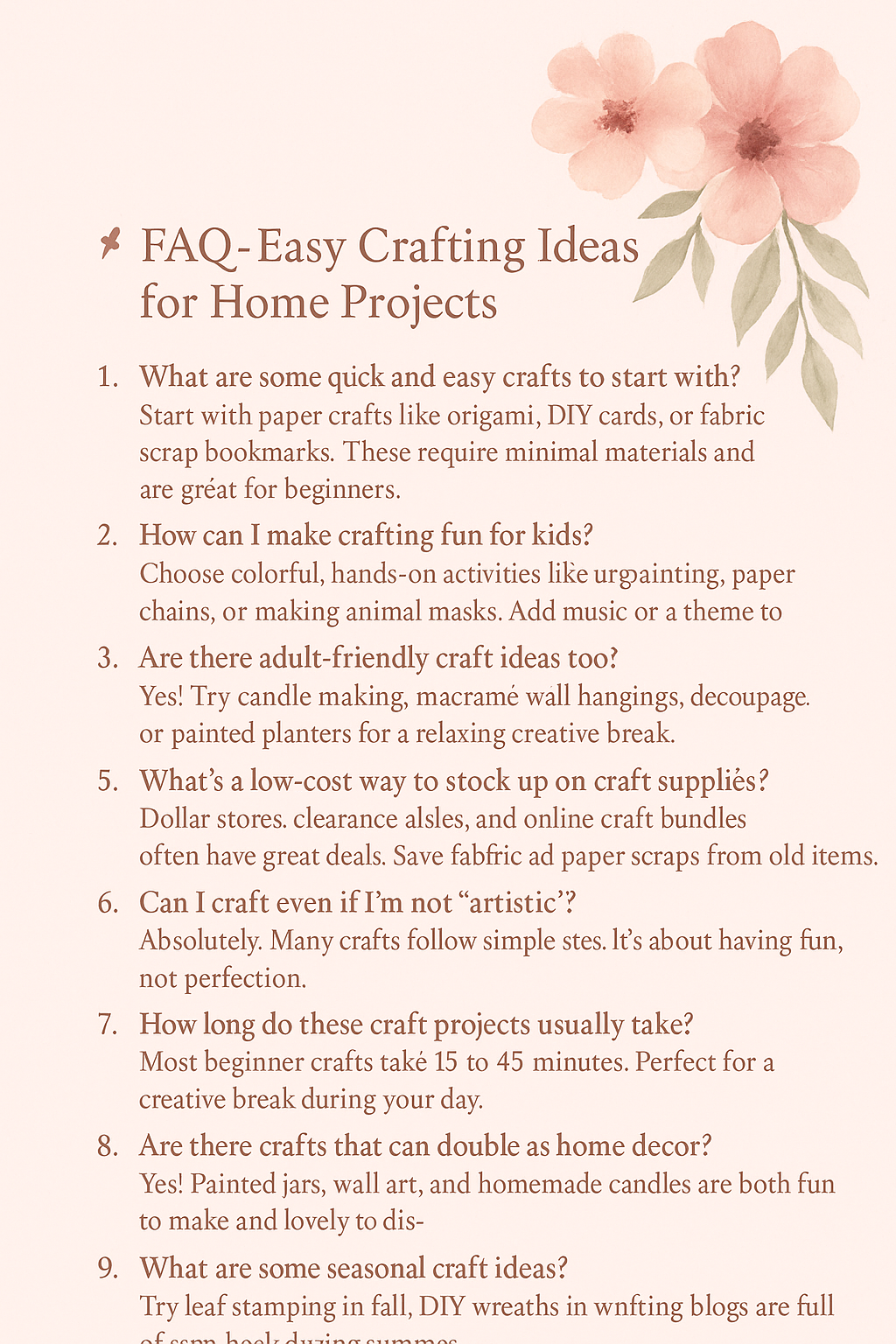 FAQ for Easy Crafting Ideas for Home Projects
