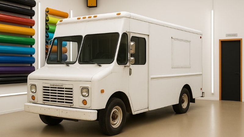 Food truck wrapping studio