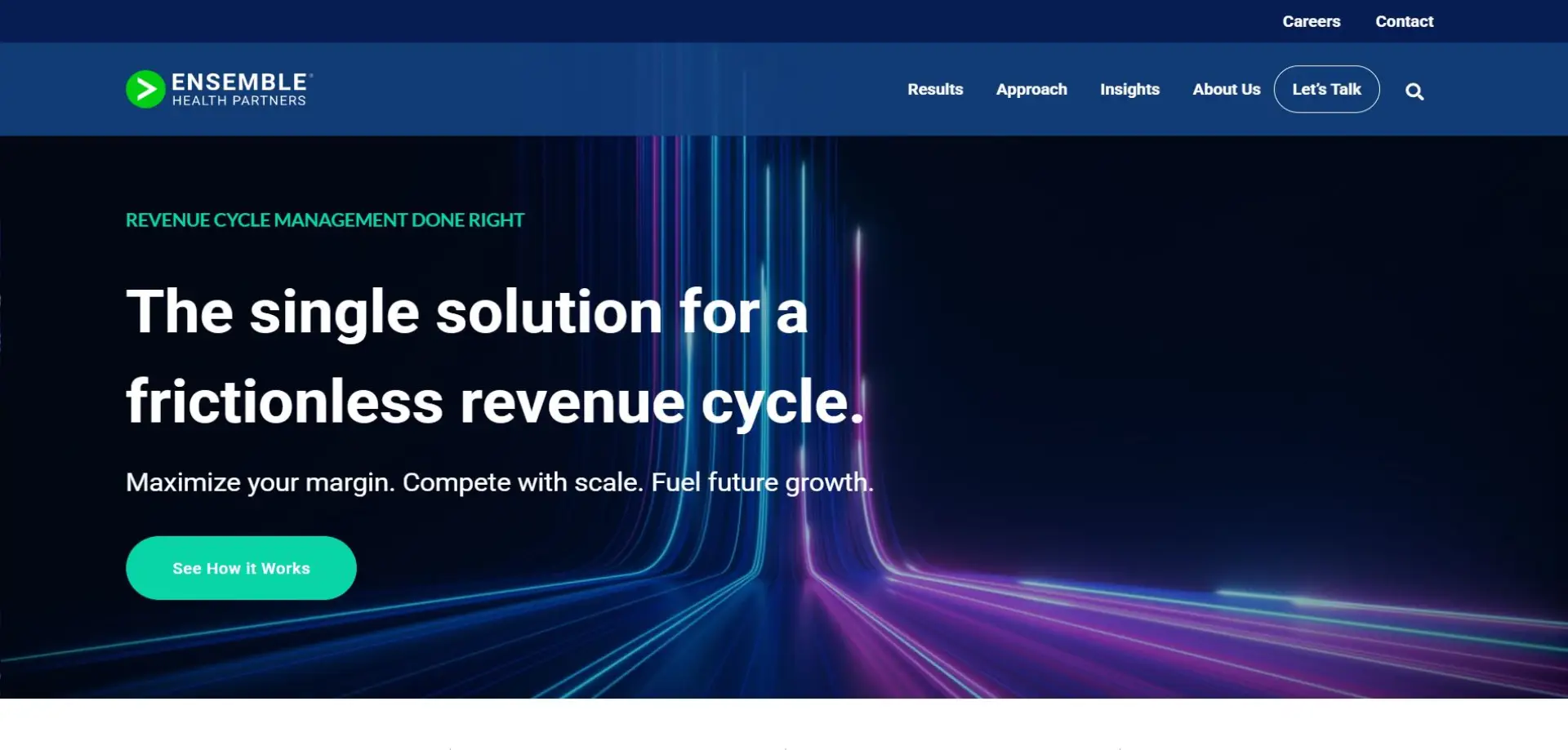 Homepage of Ensemble Health Partners website