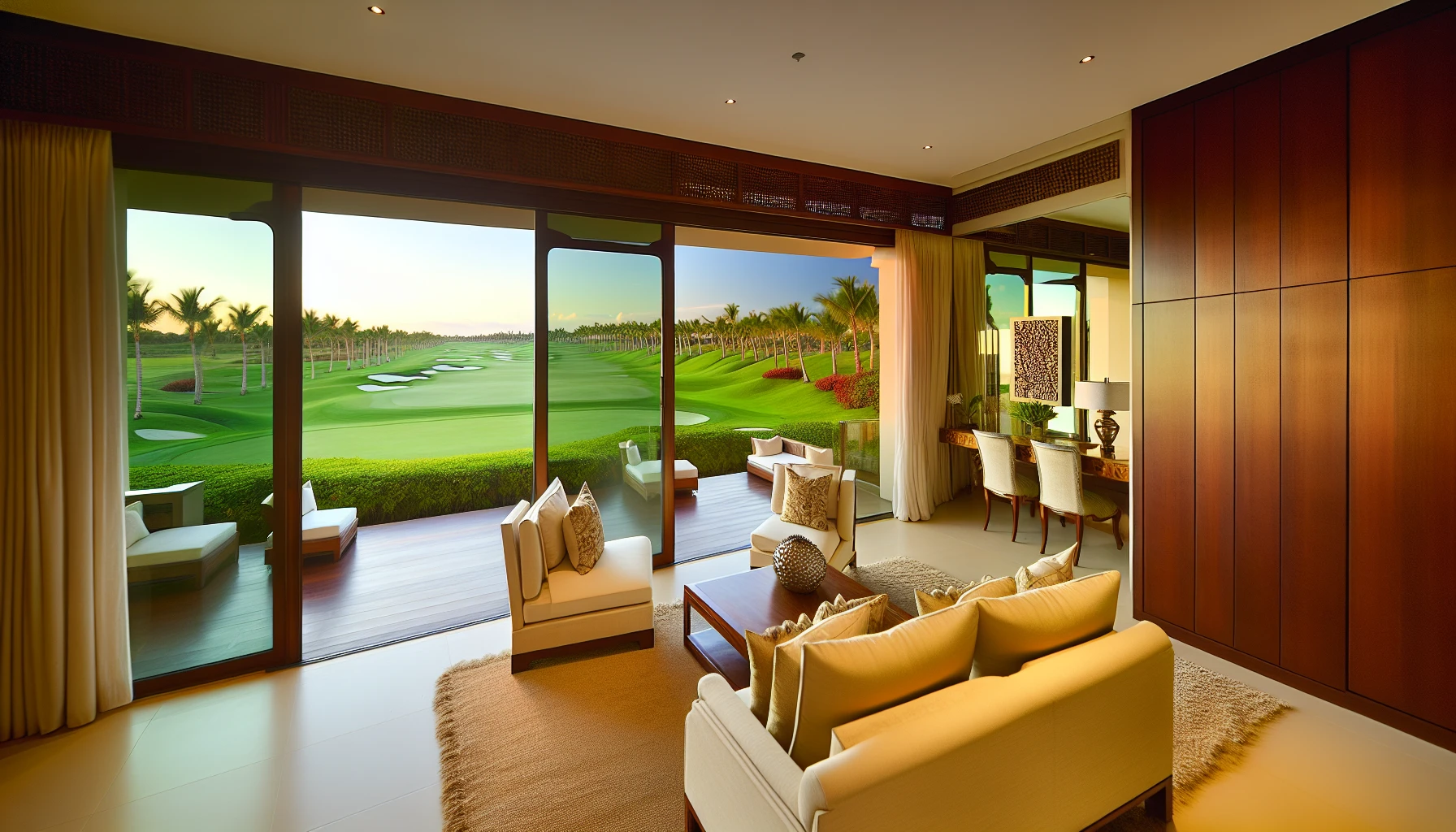 Luxurious suite with private terrace overlooking the stunning golf course at Westin Reserva Conchal