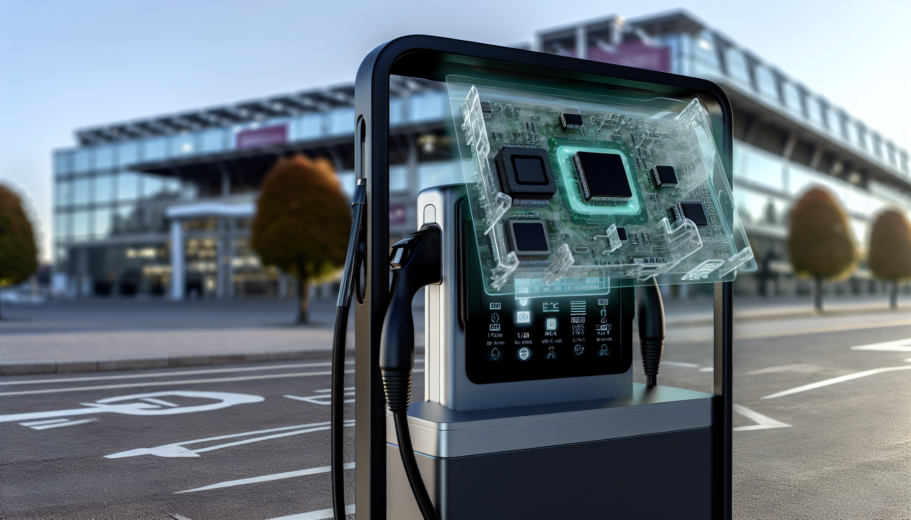 Electric vehicle charging station with advanced semiconductors