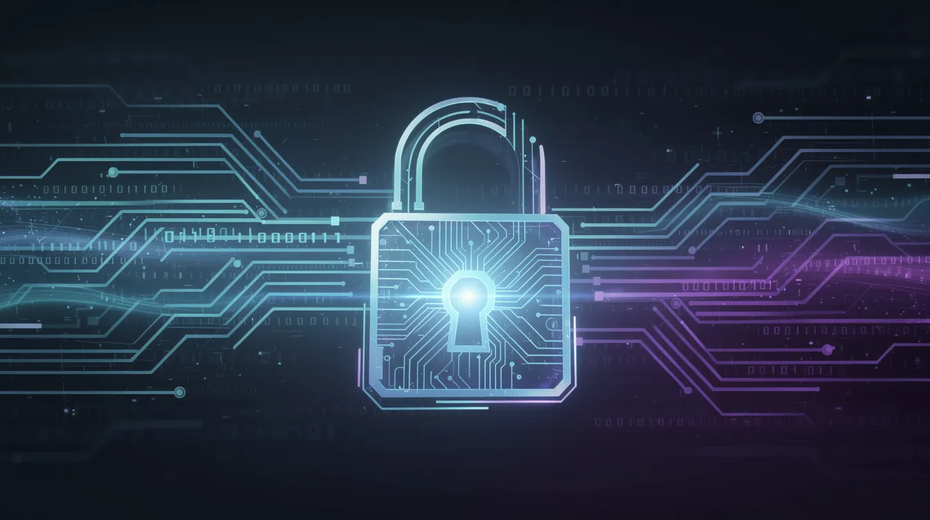 The image features a digital padlock superimposed on abstract data streams and circuits, symbolizing cybersecurity protection and the importance of safeguarding personal information. This visual representation underscores the significance of compliance with the POPI Act, which aims to protect personal information processed by public and private bodies.