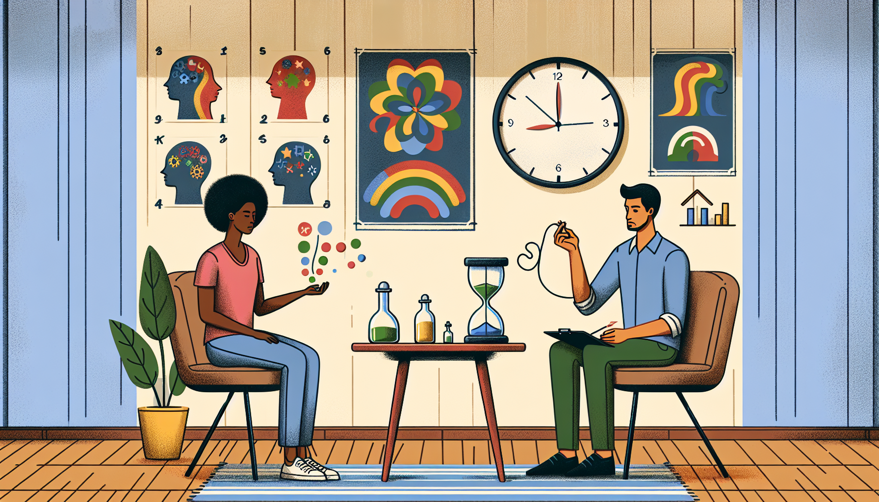 Ilustracja przedstawiająca terapię behawioralną dla osób z ADHD