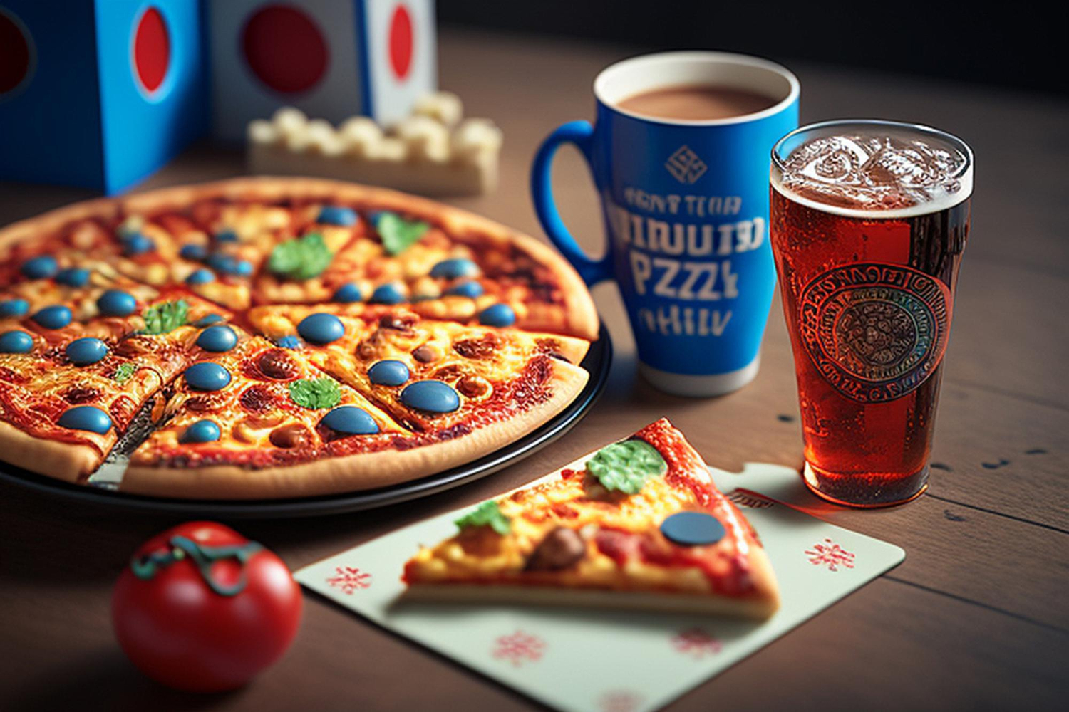 Image Suggestion: An image of a smiling piece of pizza and a cheerful soda can.