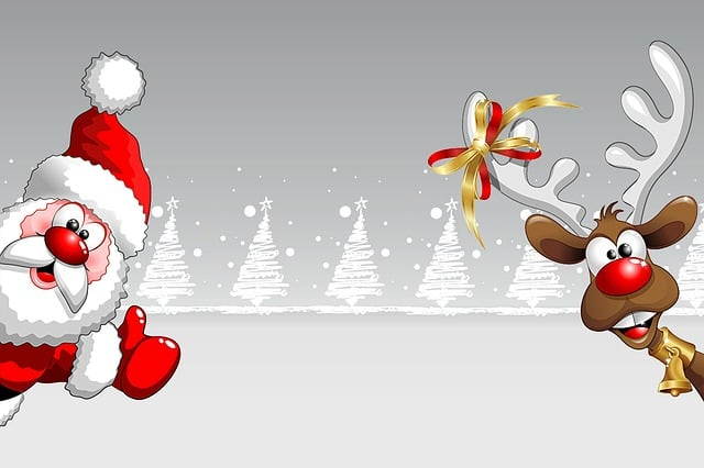 santa claus, reindeer, christmas card
