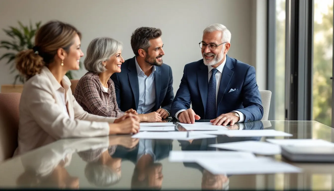 A family discussing their comprehensive estate planning services with an attorney.
