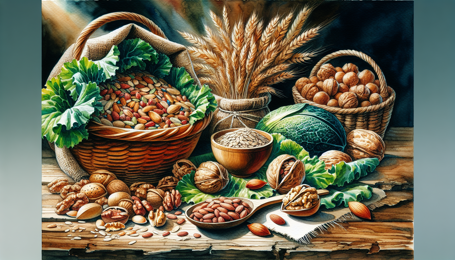 Watercolor painting of magnesium-rich foods