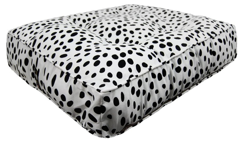 Black Polka Dots Bessie and Barnie Outdoor Rectangle Dog Bed