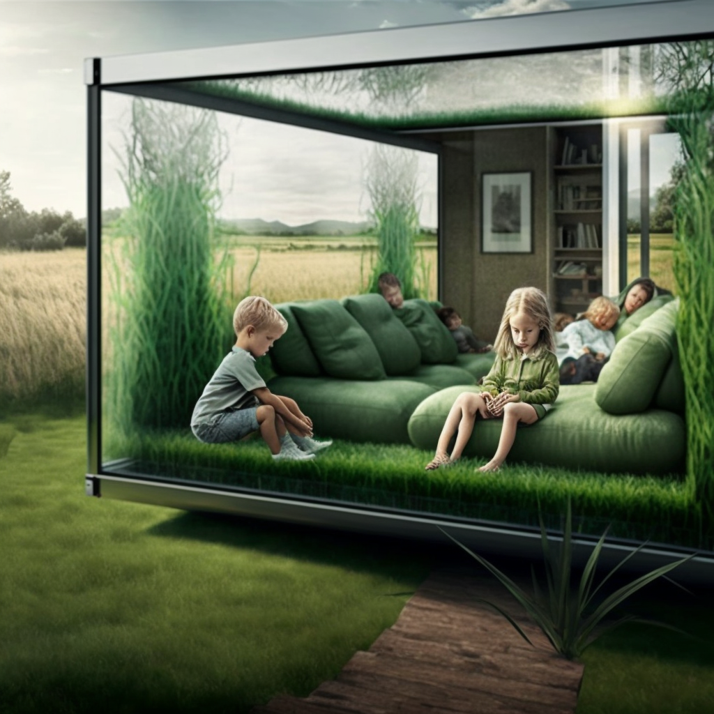 Sofa made of grass, house floor covered with grass. Designed on EpiProdux by Mr Produx.
