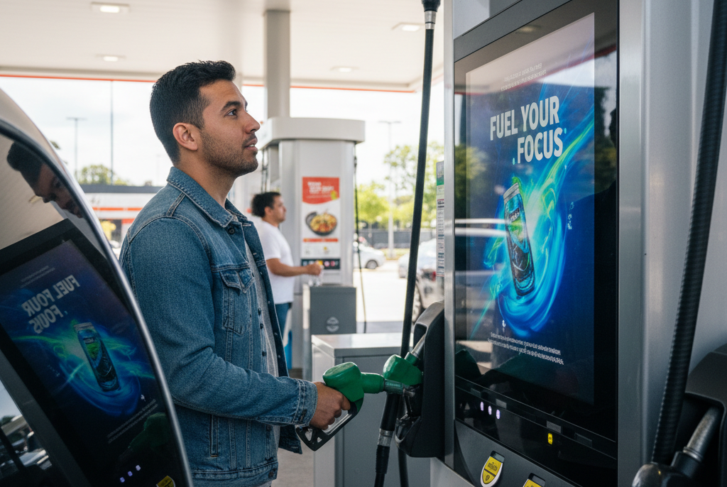 What is Gas Pump Advertising and How It Works? 3 gas station digital screen advertising