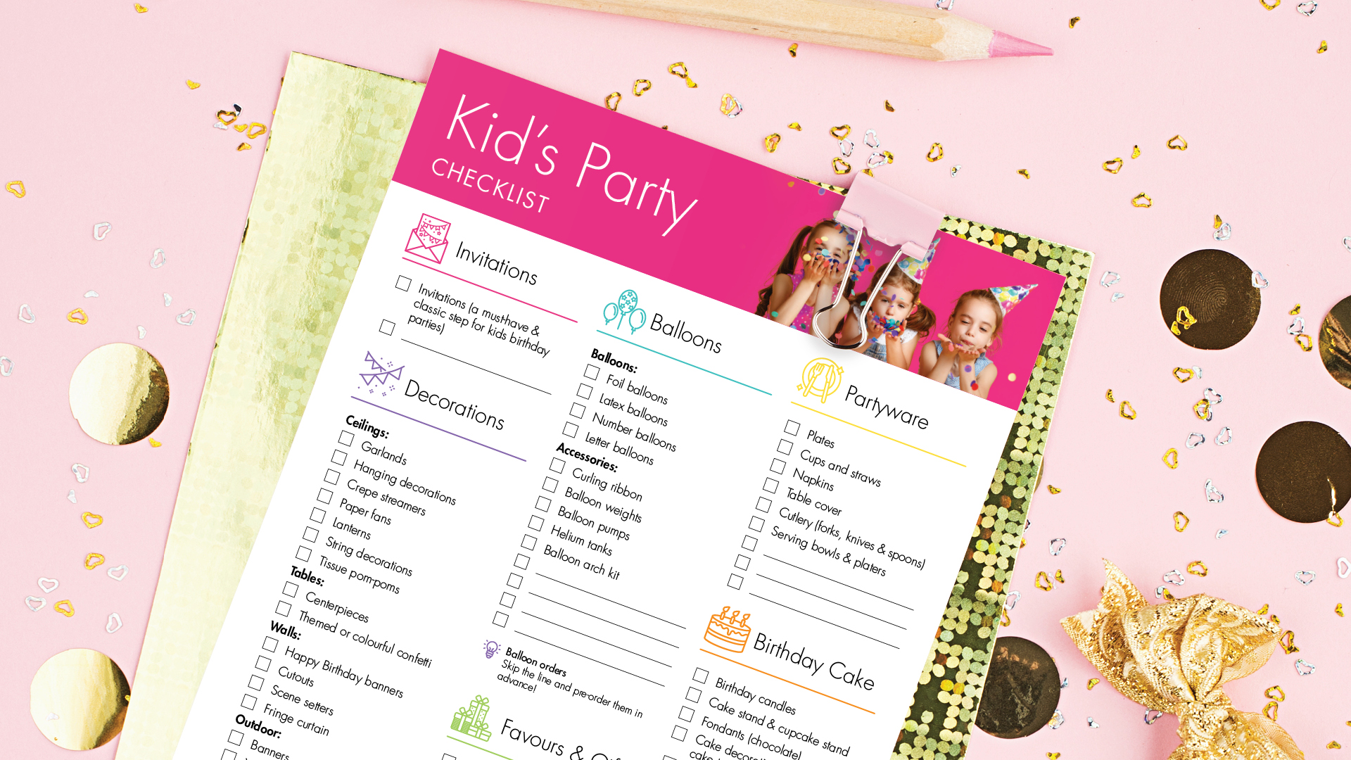 Ultimate Kids Birthday party checklist.