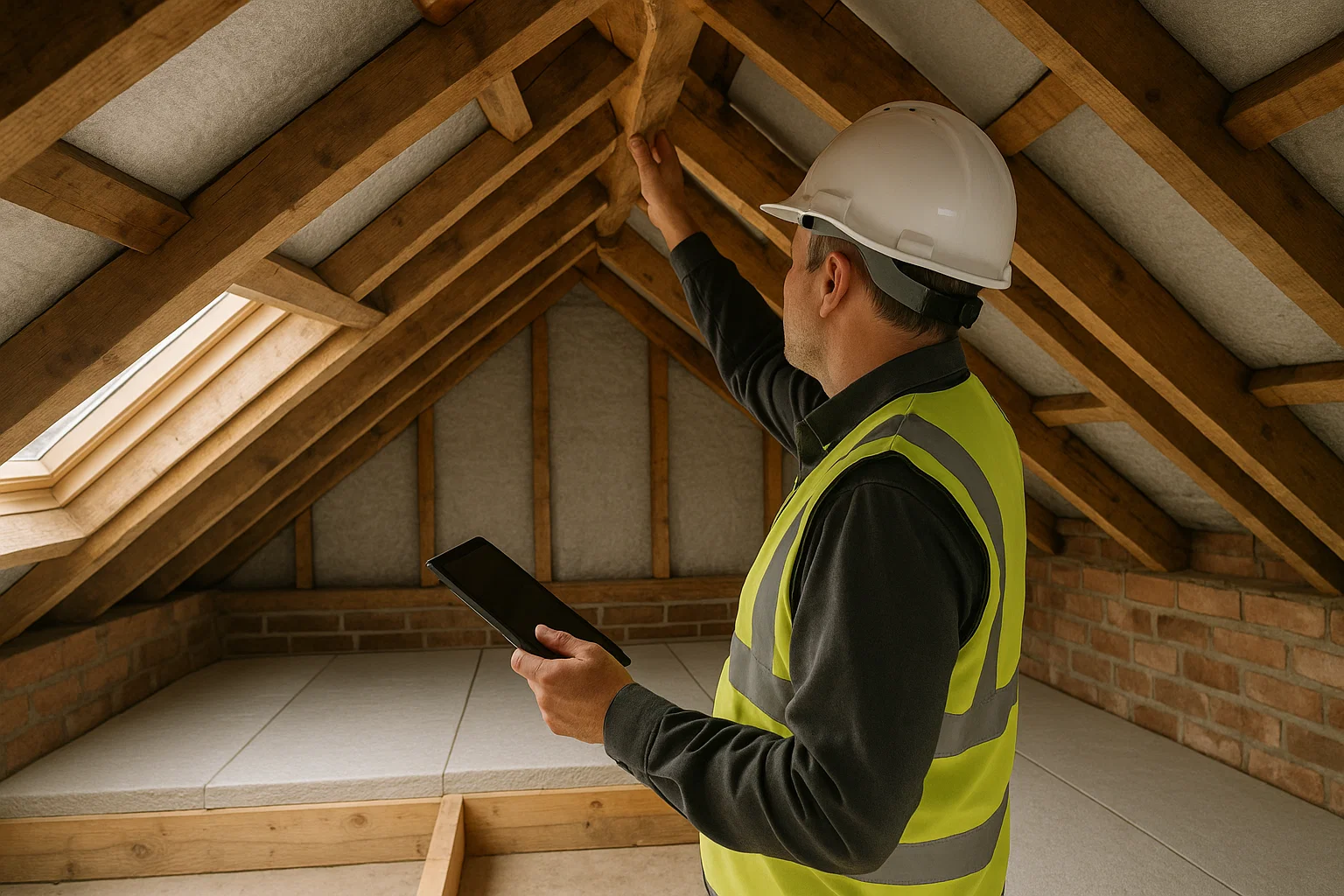 Roof being inspected