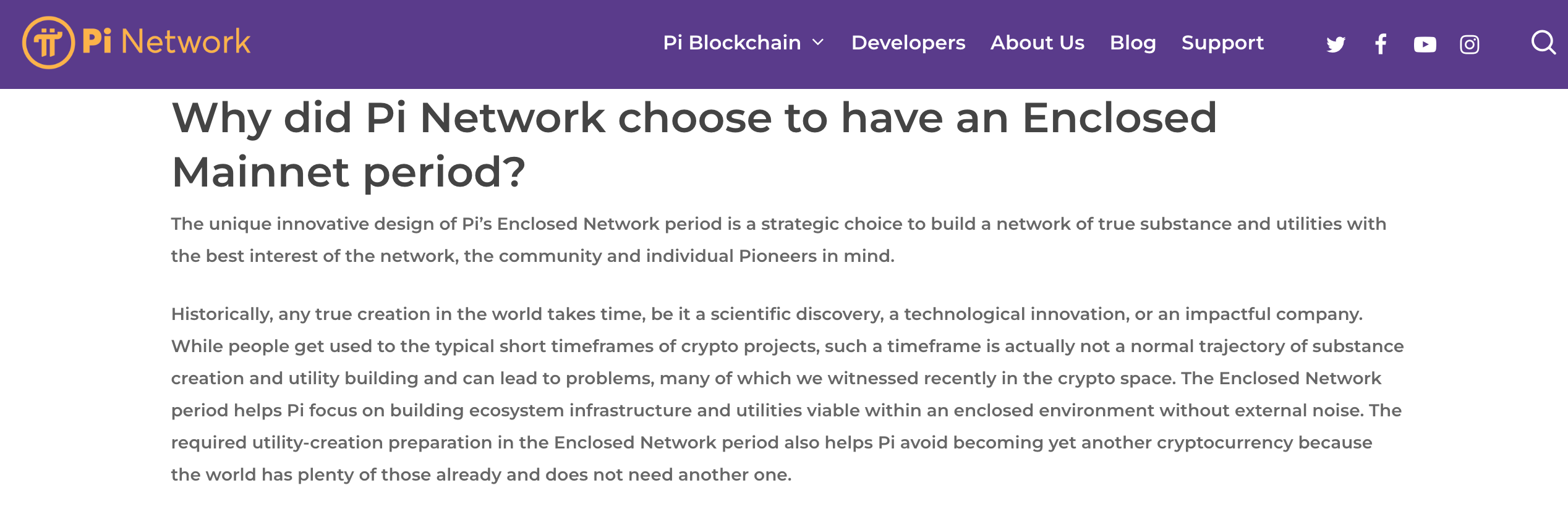 Pi Network Enclosed Mainnet Period