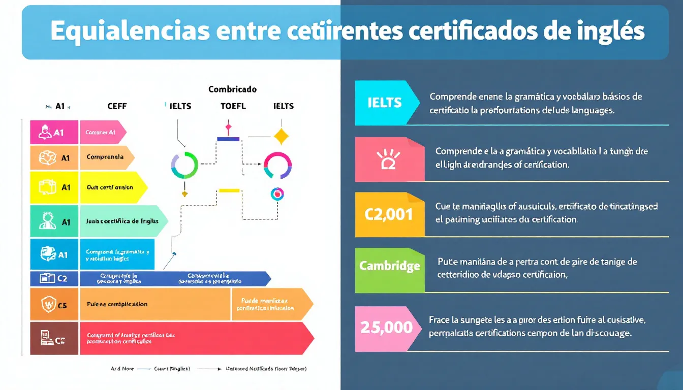 Equivalencias entre diferentes certificados de inglés.