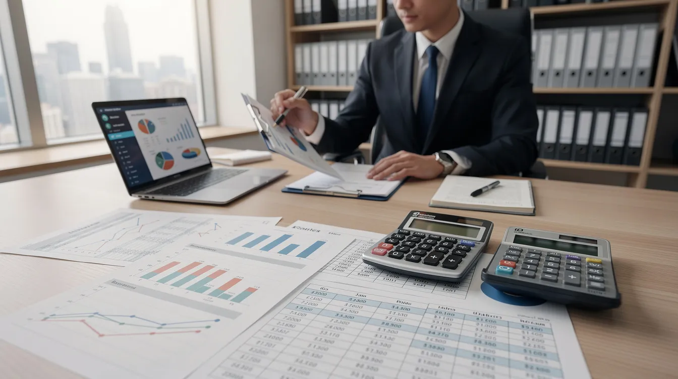 b0fabe11 557a 45e7 bd6b 52105d73eb09 A professional is seated at a desk, meticulously reviewing financial documents and project reports related to ethanol production, surrounded by charts and calculators. The scene reflects the analysis of various ethanol projects, including those involving sugar mills and the government’s interest subvention scheme aimed at enhancing ethanol production capacity.