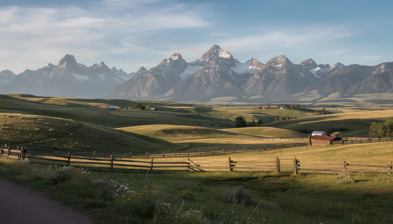A picturesque rural landscape in Colorado showcases rolling valleys and majestic mountains under a clear blue sky. This serene setting evokes a sense of tranquility, contrasting with the complexities of personal injury claims and workers compensation cases that injured workers may face in the region.