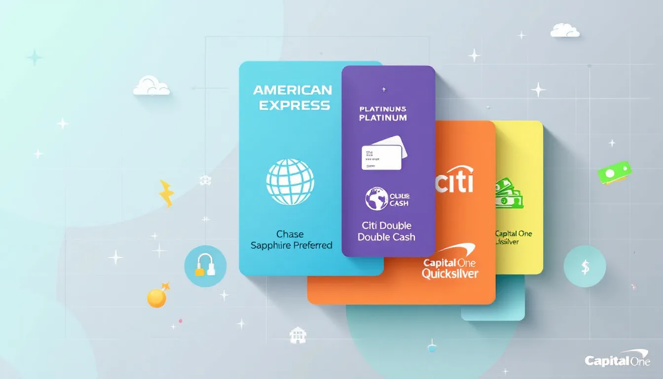 A comparison chart of different credit cards highlighting interest rates and rewards programs.