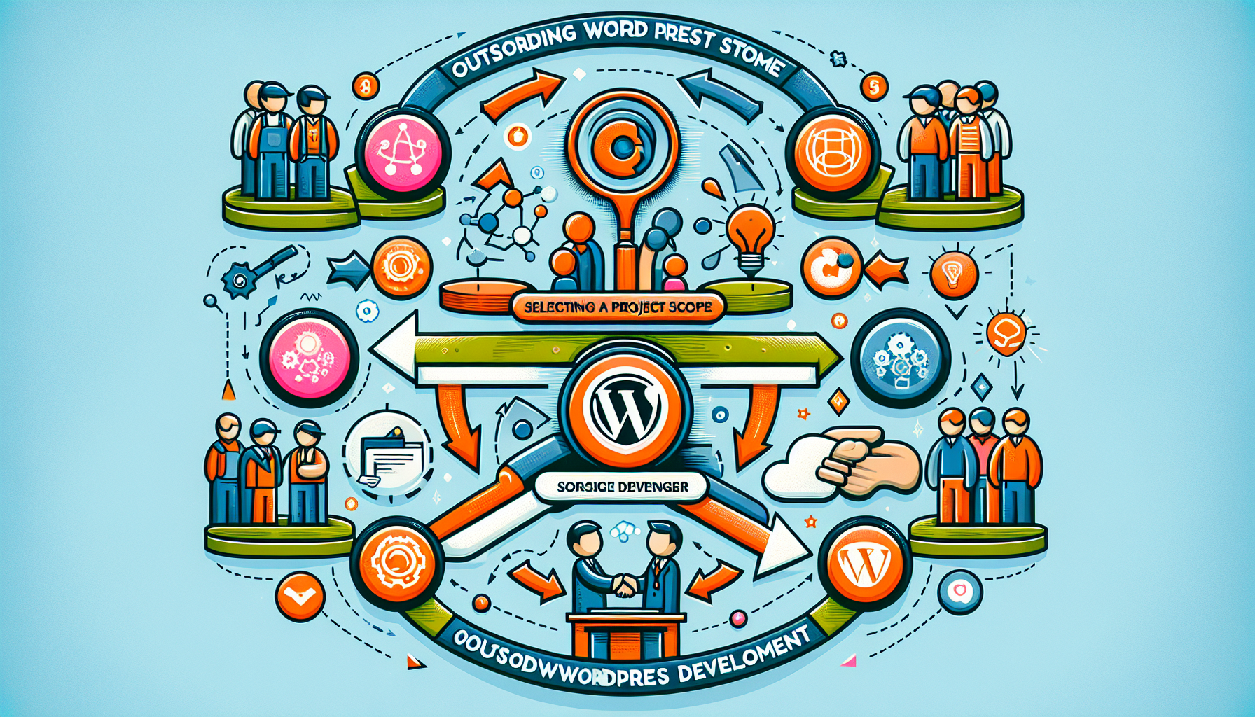 A flowchart outlining the steps to successfully outsource WordPress development.