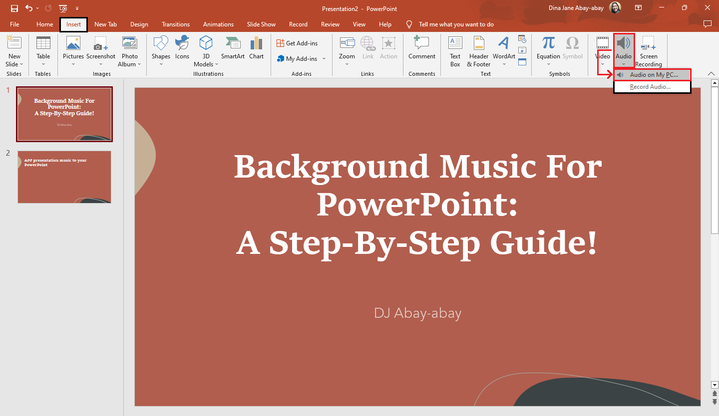 how to add music to specific slides in powerpoint