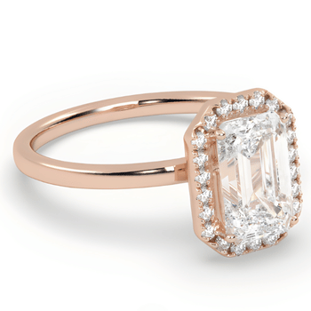 Sužadėtuvių žiedas su deimantu ir mažais inkrustuotais deimantais, Halo dizainas - topdiamonds.online