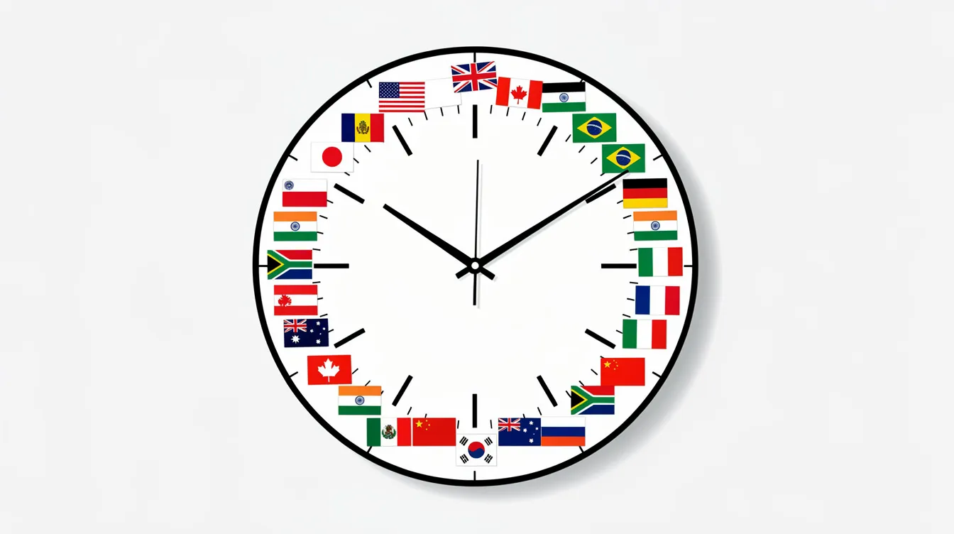 The image features a clock face adorned with small international flags, symbolizing the global nature of money transfers. It represents various payment methods and highlights the importance of transfer speed and competitive exchange rates in international money transfer services like Remitly and Western Union.