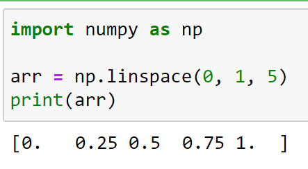 Creating a Simple Array with numpy.linspace()