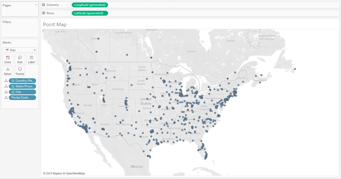 Simple point map with geographic coordinates