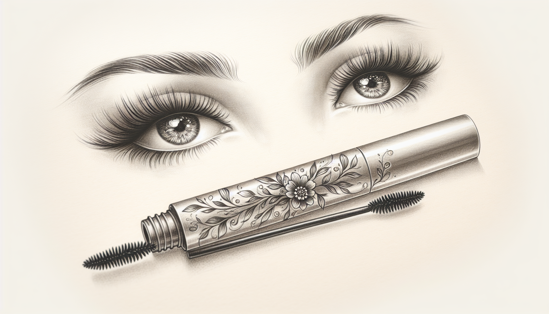 Ist Mascara für empfindliche Augen geeignet? Diese Illustration zeigt Mascara und die Augenpartie.